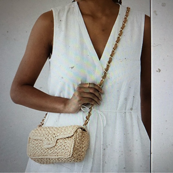 caterina bertini Bags Caterina Bertini Straw Crossbody Bag In